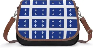 Flag of Quebec Province Canada Cute Crossbody Purses for Women Leather Shoulder Bag Adjustable Shoulder Strap Handbag