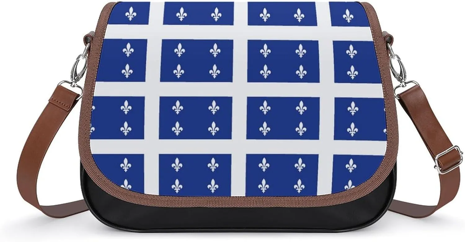 Flag of Quebec Province Canada Cute Crossbody Purses for Women Leather Shoulder Bag Adjustable Shoulder Strap Handbag