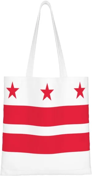 Flag of the District of Columbia Tote Bag for Women Canvas Shopping Bags Reusable Large Capacity Casual Shoulder Handbags Grocery Bags DIY Gift Bags