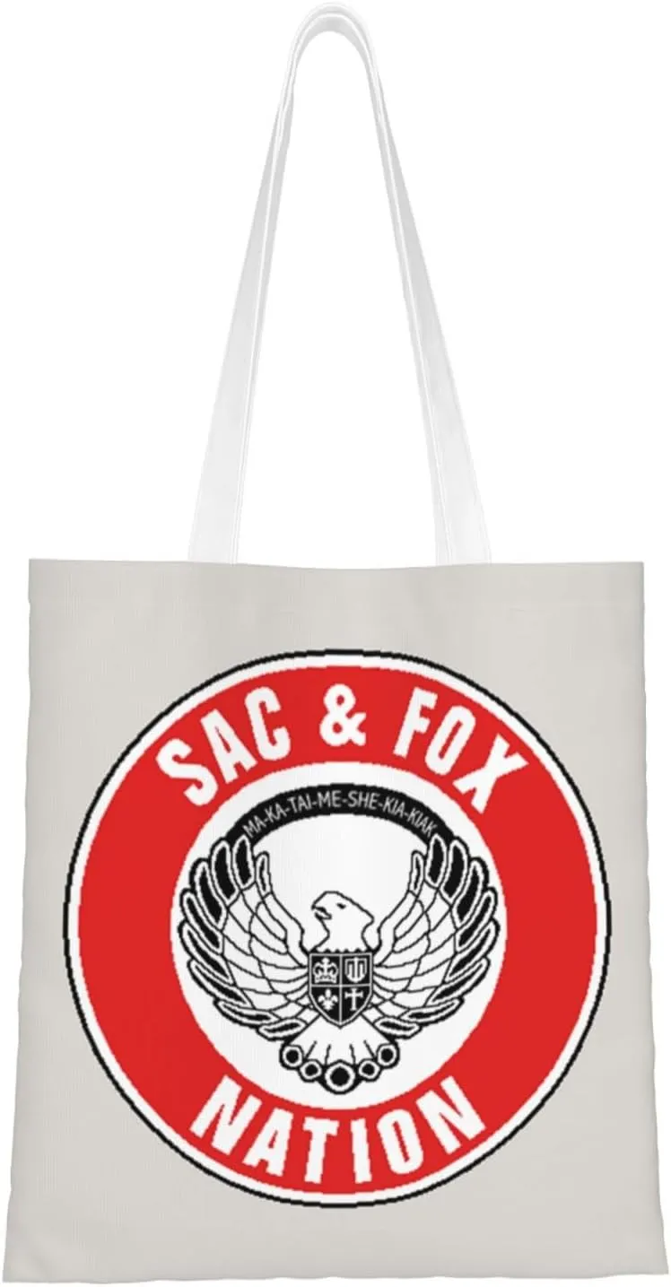 Flag Of The Sac & Fox Nation Of Oklahoma Tote Bag for Women Canvas Shopping Bags Reusable Large Capacity Casual Shoulder Handbags Grocery Bags DIY Gift Bags