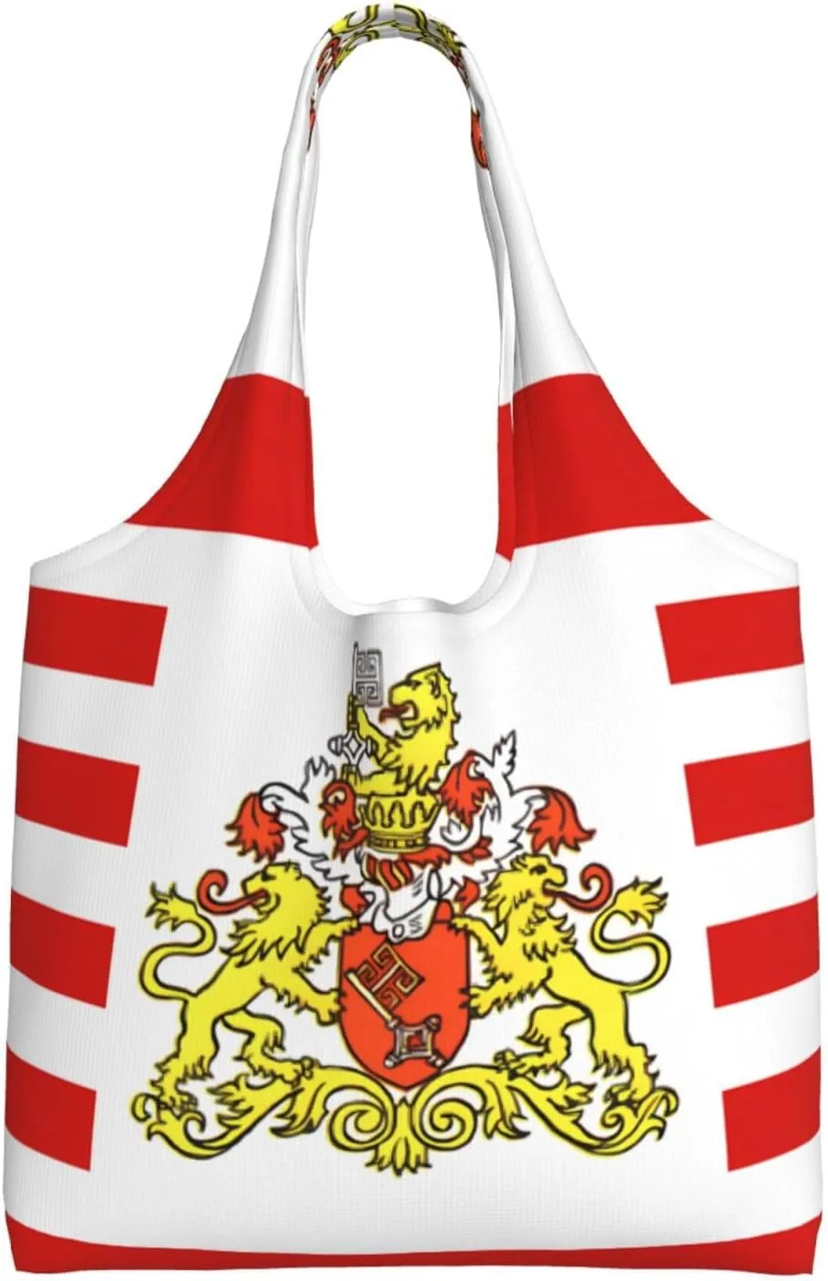Flag Of The Senate Of Bremen Printed Canvas Bag, Large Capacity, Can Be Carried By Hand Or Across The Body, Suitable For Daily Shopping