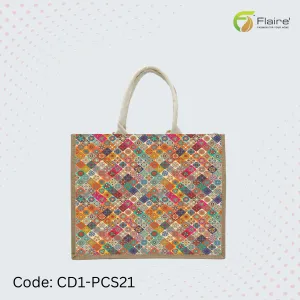 Flaire - Handmade Fancy Tote Bag with Jute, Pakistani Traditional Handcrafted Product.
