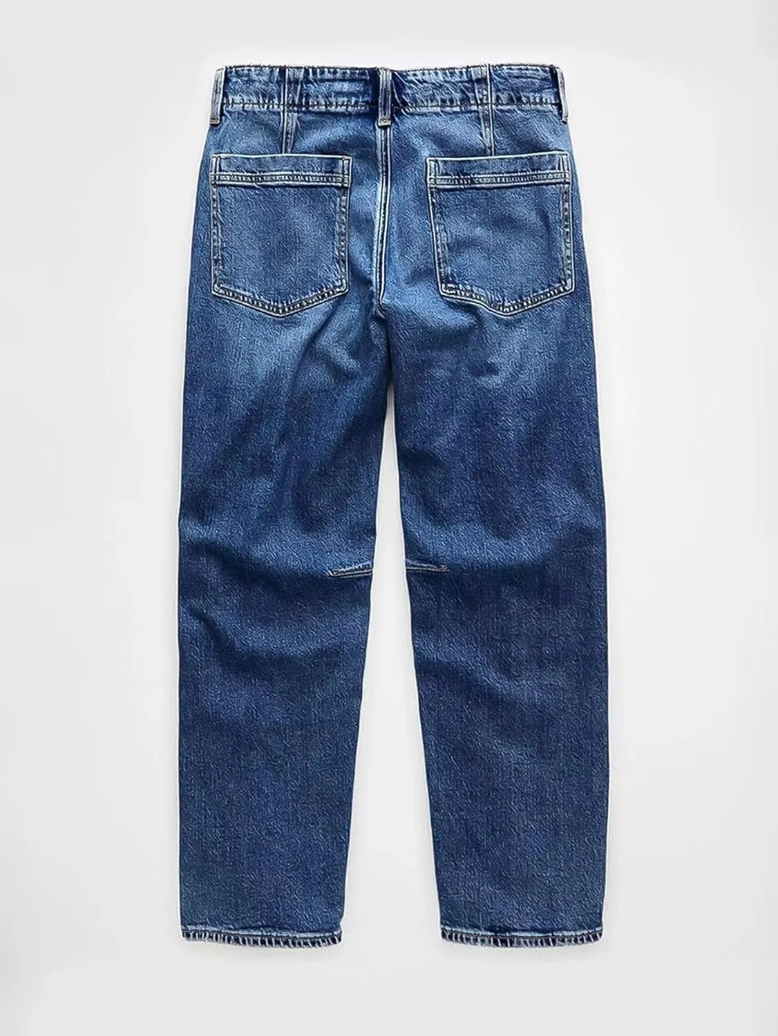 Flamingals Women’s Chic Stylish Mid Waist Wash Drawstring Stitch Detail Carrot Jeans