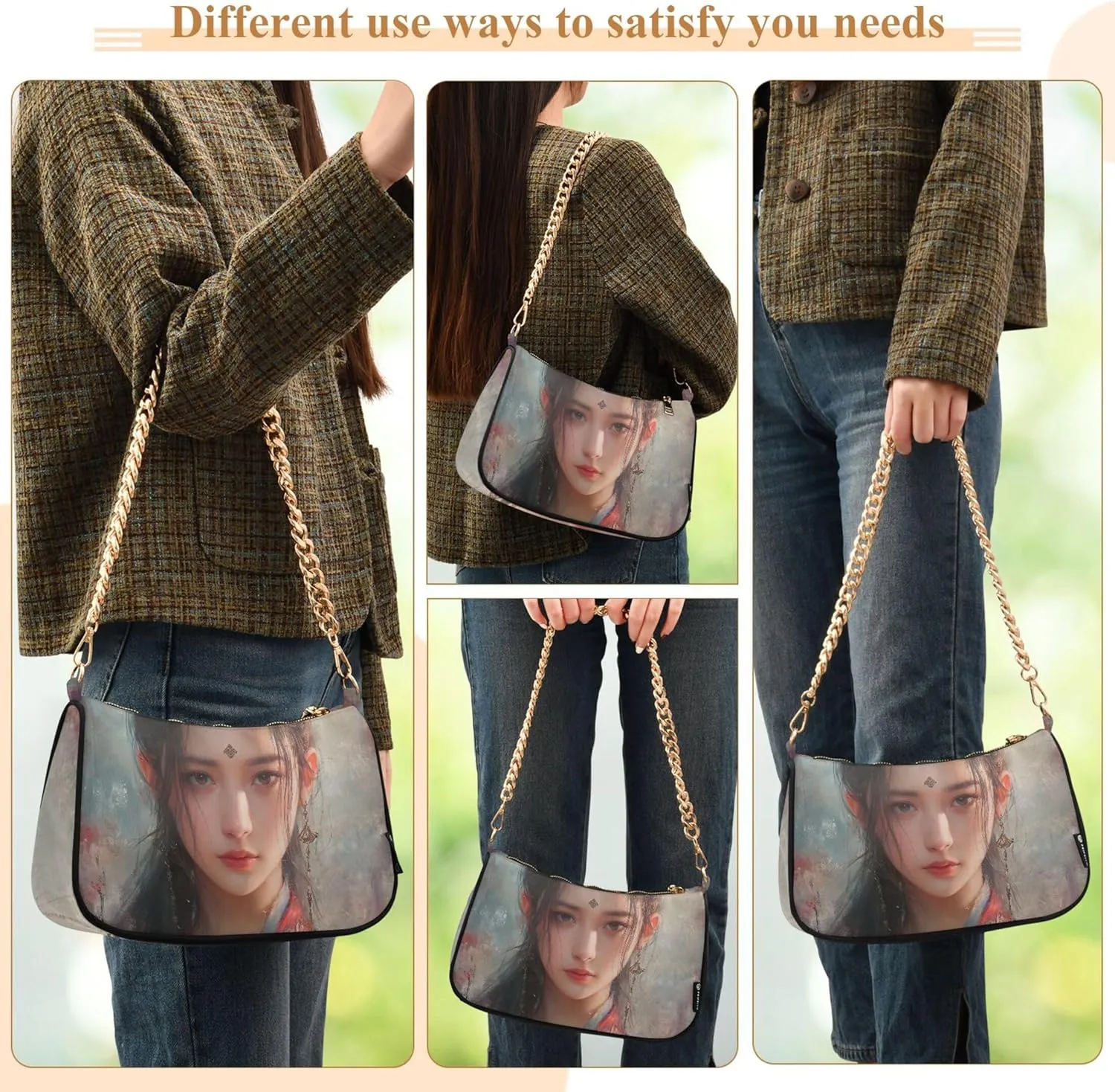 Flamingos Beach Watercolor Women Purse Hobo Party Purses Womens Evening Handbag Chain Ladies Shoulder Bag