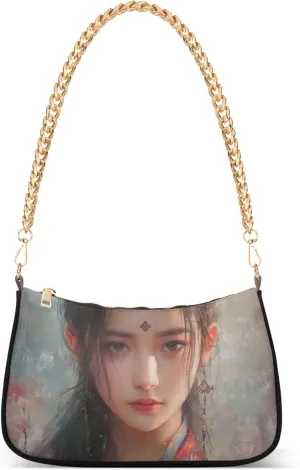 Flamingos Beach Watercolor Women Purse Hobo Party Purses Womens Evening Handbag Chain Ladies Shoulder Bag