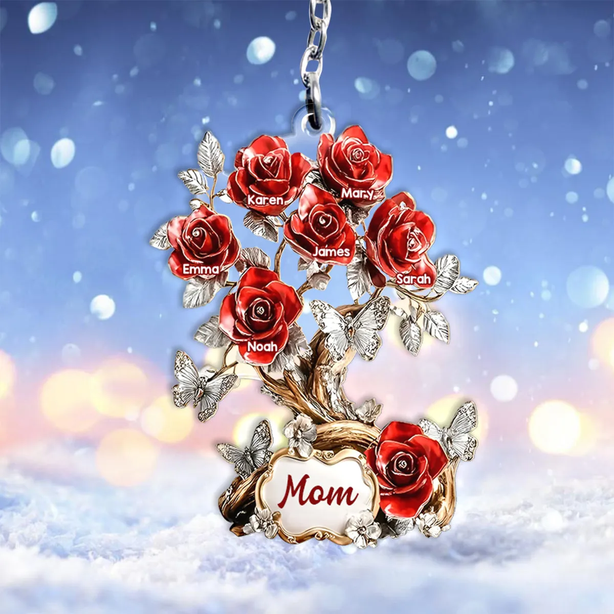 Flowers For Mom Grandma - Personalized Mother Keychain
