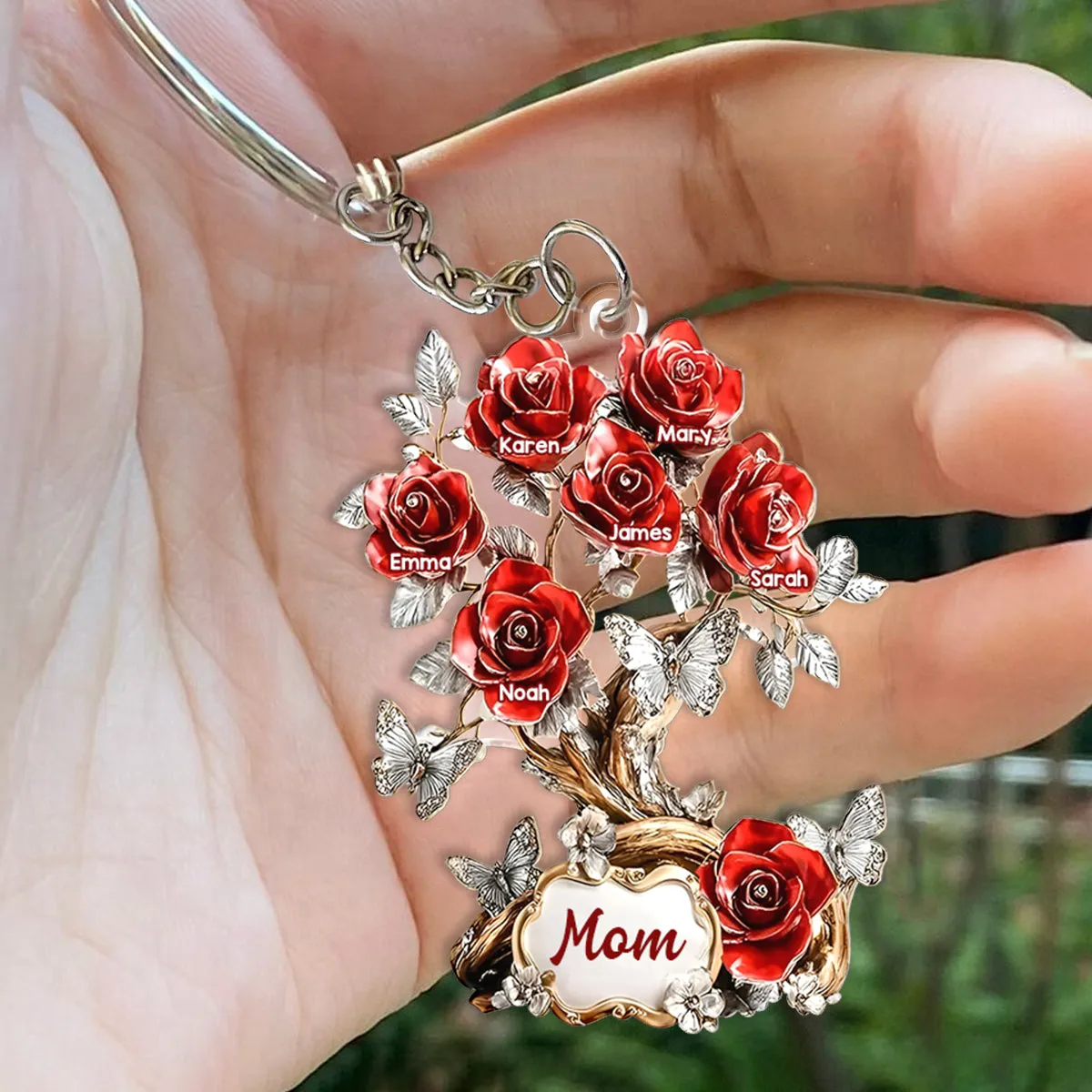 Flowers For Mom Grandma - Personalized Mother Keychain