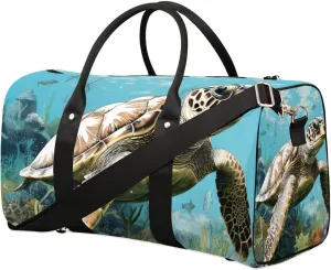 Foldable Travel Bag Retro Turtle Lightweight Carry On Bags for Airplanes Waterproof Travel Duffle Bag For Gym Weekend Overnight