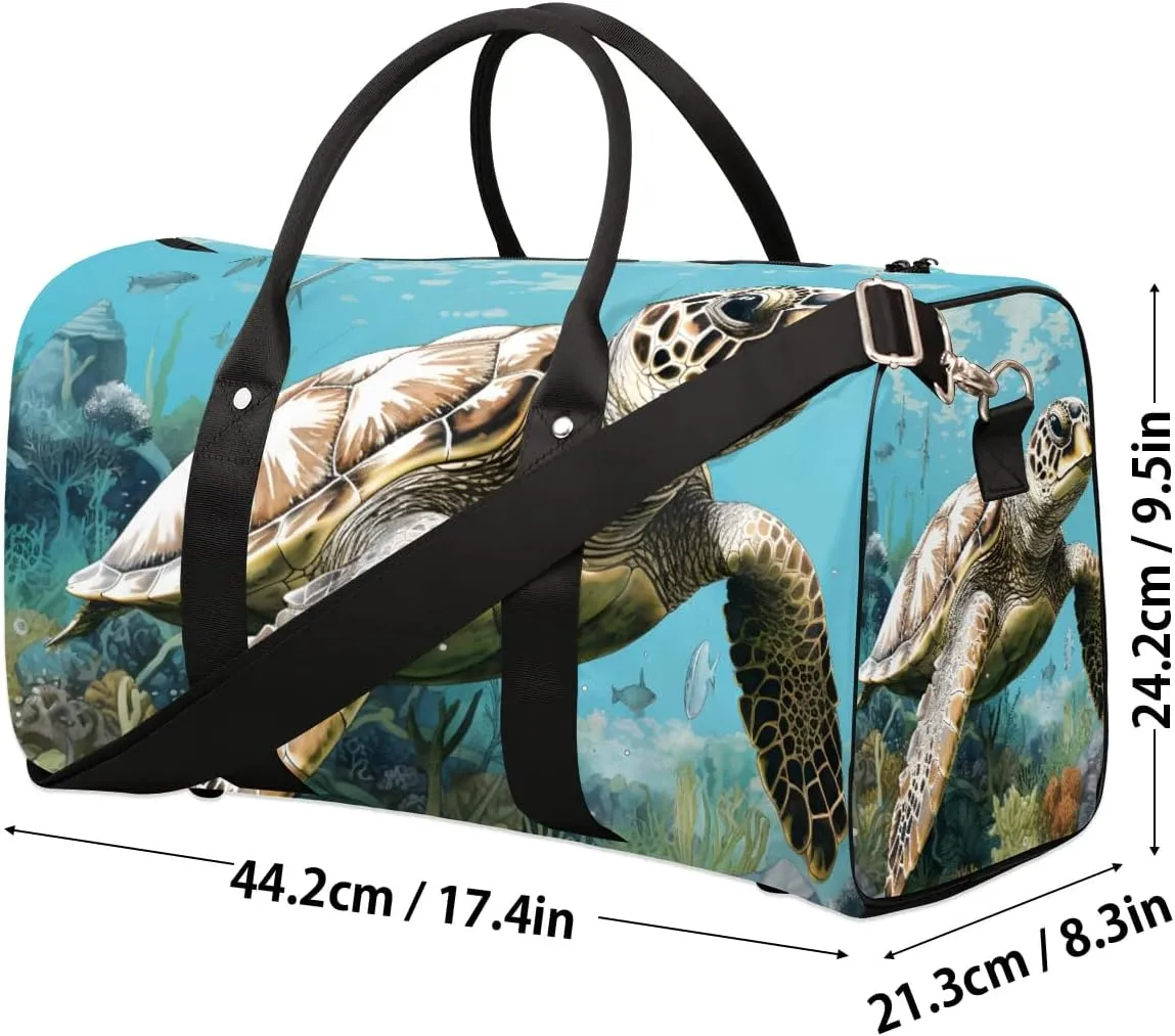 Foldable Travel Bag Retro Turtle Lightweight Carry On Bags for Airplanes Waterproof Travel Duffle Bag For Gym Weekend Overnight