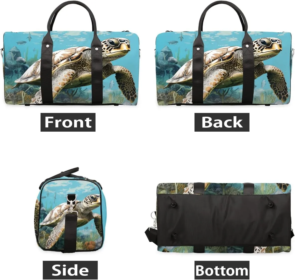 Foldable Travel Bag Retro Turtle Lightweight Carry On Bags for Airplanes Waterproof Travel Duffle Bag For Gym Weekend Overnight