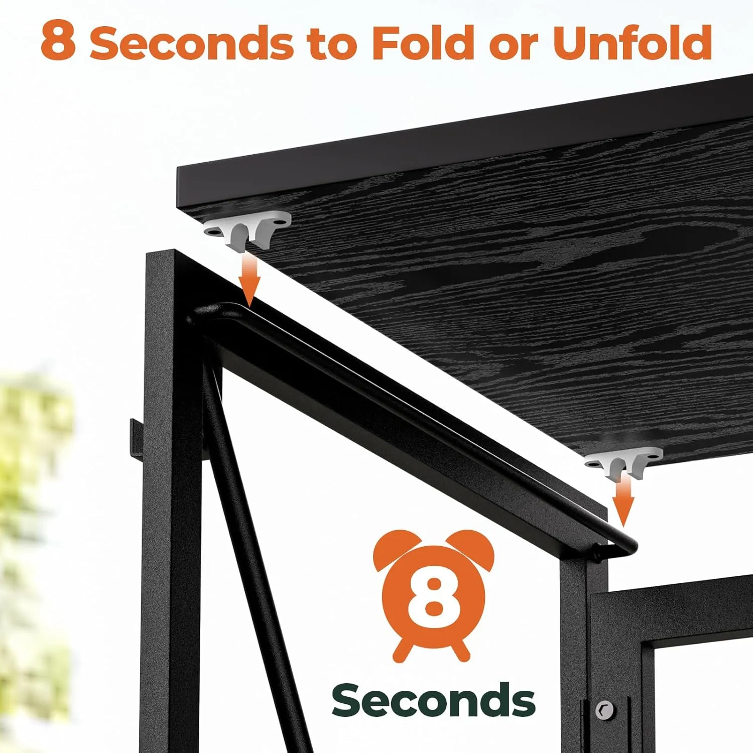 Folding Desk with Storage Pocket for Small Spaces, 39.4 Inch Foldable Desk with Headphone Hook for Bedroom Home Office, Portable Writing Table, Easy Assembly, Black