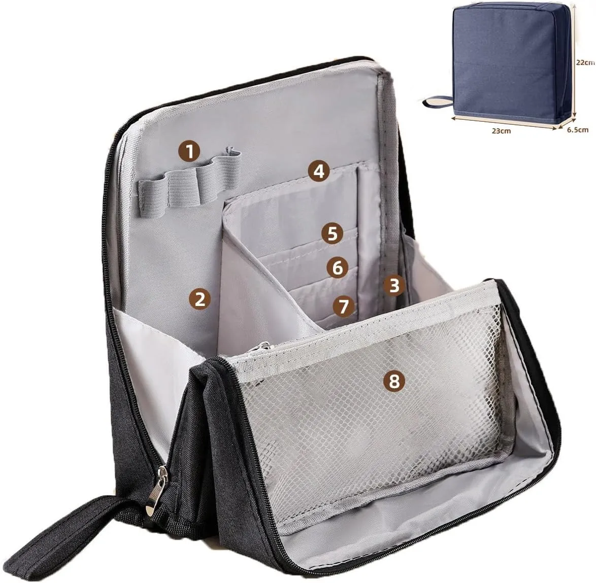 FOLENZU Relevanton Standing Makeup Bag, Standing Makeup Bag Portable, Portable Large Capacity, Large Capacity Waterproof Multifunctional Make Up Bags, With Compartments (Beige)