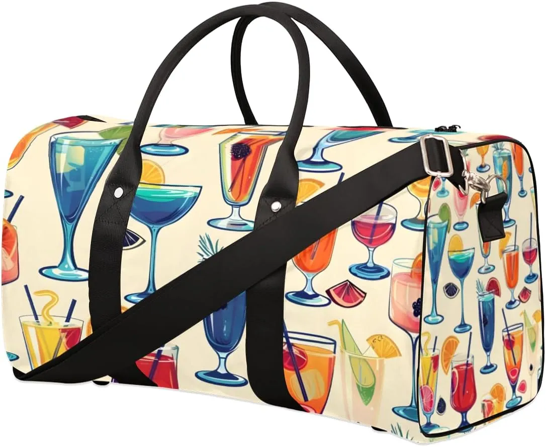 Food Drink Travel Duffle Bag for Women Men Gym Duffel Foldable Bag Waterproof Weekender Summer Fruits Duffle Tote