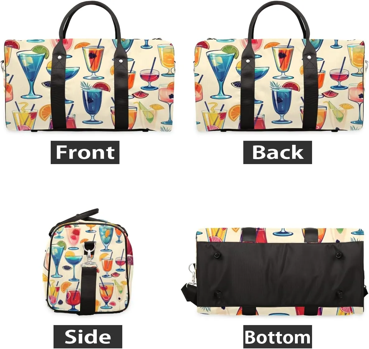 Food Drink Travel Duffle Bag for Women Men Gym Duffel Foldable Bag Waterproof Weekender Summer Fruits Duffle Tote