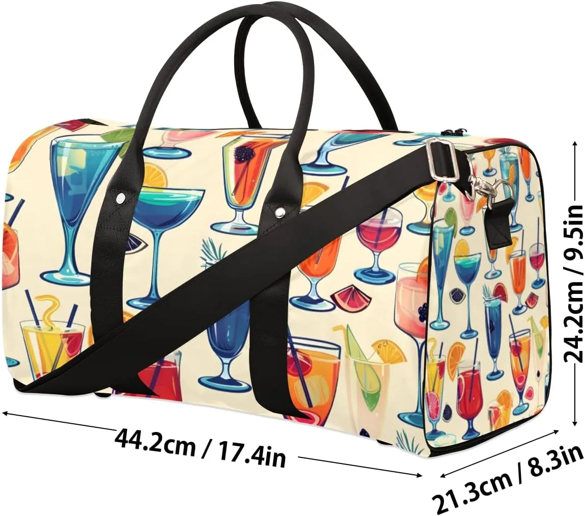 Food Drink Travel Duffle Bag for Women Men Gym Duffel Foldable Bag Waterproof Weekender Summer Fruits Duffle Tote