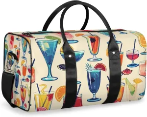 Food Drink Travel Duffle Bag for Women Men Gym Duffel Foldable Bag Waterproof Weekender Summer Fruits Duffle Tote