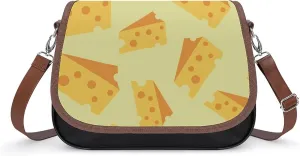 Food Themed Tasty Cheese Trendy Crossbody Bags Purses for Women Casual Shoulder Handbags with Adjustable Wide Strap