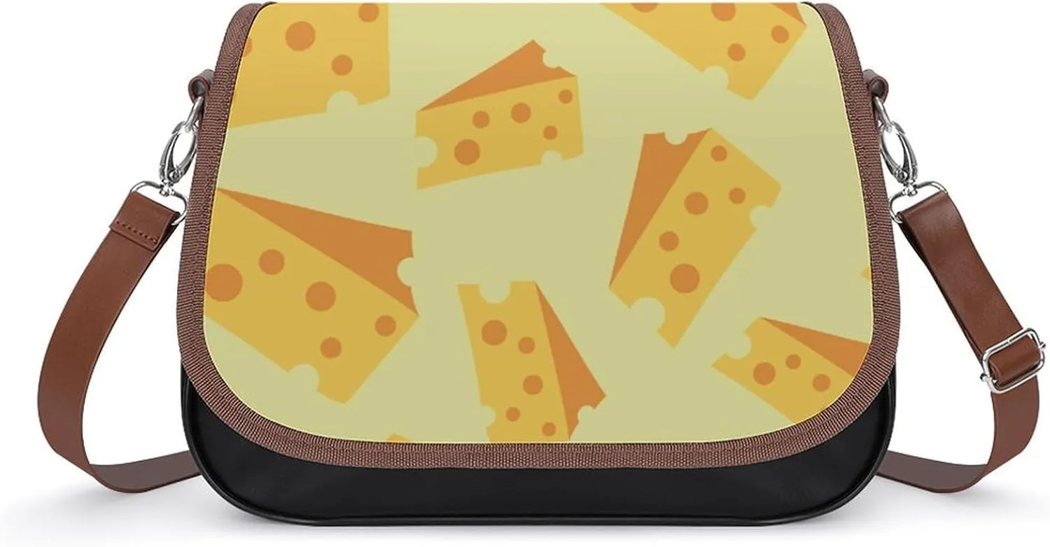 Food Themed Tasty Cheese Trendy Crossbody Bags Purses for Women Casual Shoulder Handbags with Adjustable Wide Strap