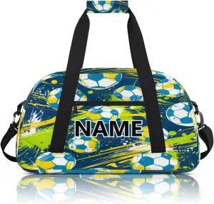 Football Custom Small Gym Bag 18 inch for Women Men Personalized Cool Soccer Carry On Overnight Weekender Bag for Travel Work Dance Sport