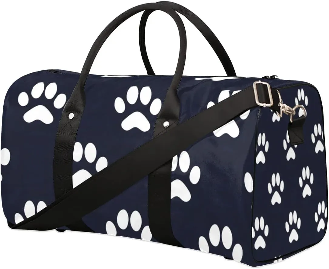Footprint Puppy Travel Duffel bag for Men Women Weekender Overnight Bag Gym Bag Carry On Luggage Bags for Yoga Workout Sports