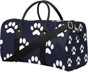 Footprint Puppy Travel Duffel bag for Men Women Weekender Overnight Bag Gym Bag Carry On Luggage Bags for Yoga Workout Sports