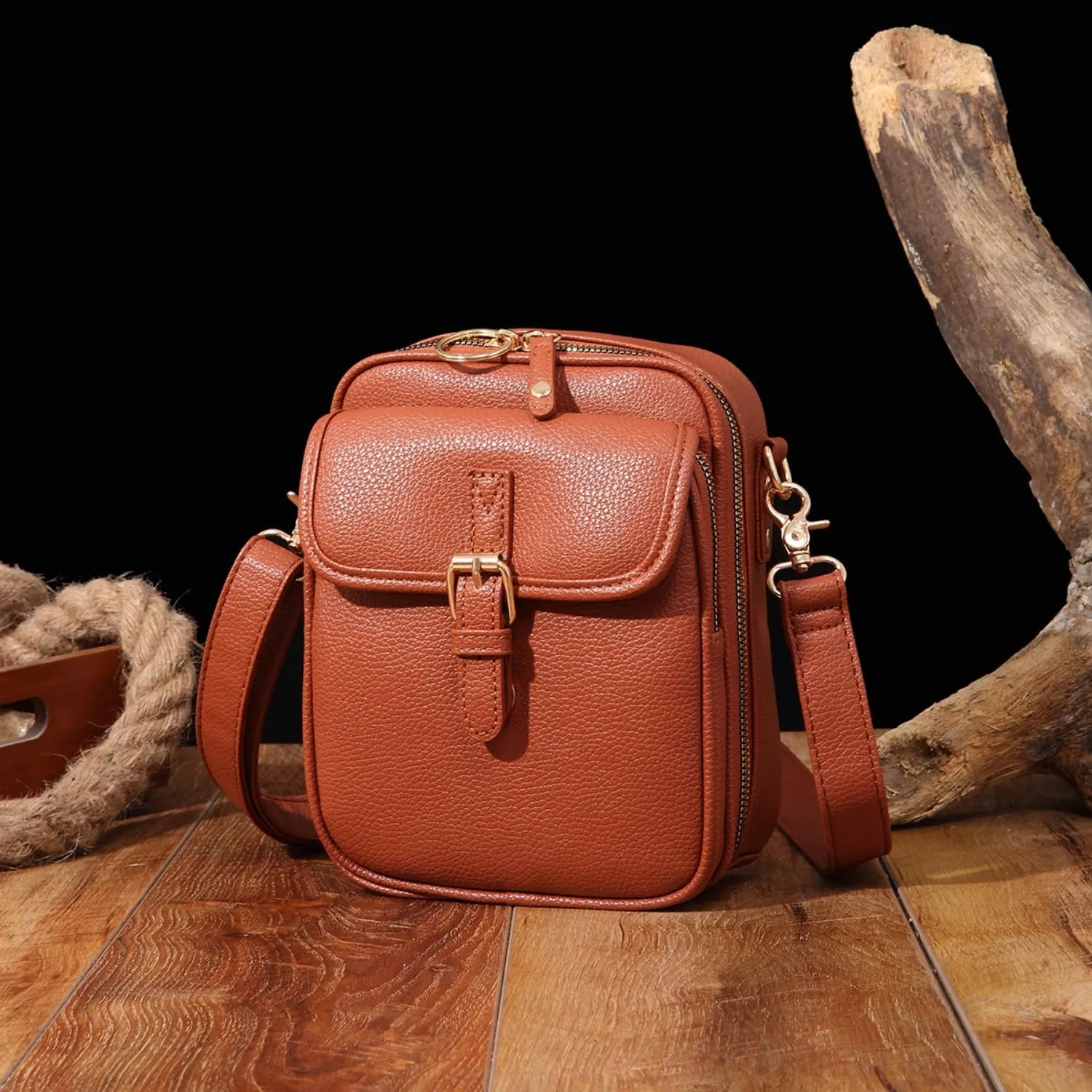Forcipower Crossbody Bag, Vintage Shoulder Messenger Bags, 2025 Upgrade Anti-Theft Double-Layer Mini Crossbody Bags for Women