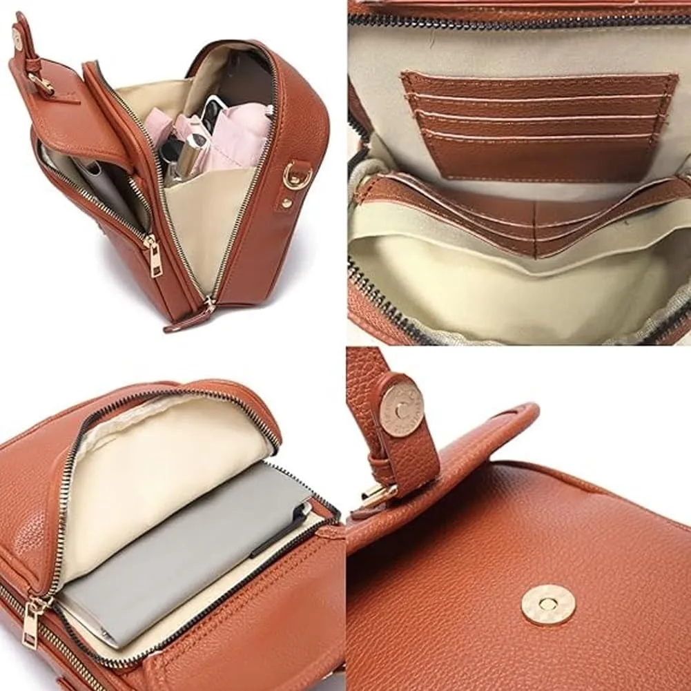 Forcipower Small Crossbody Bag, Urvashi Messenger Leather Purse with Rfid Card Slots Anti-Theft Wallet for Women