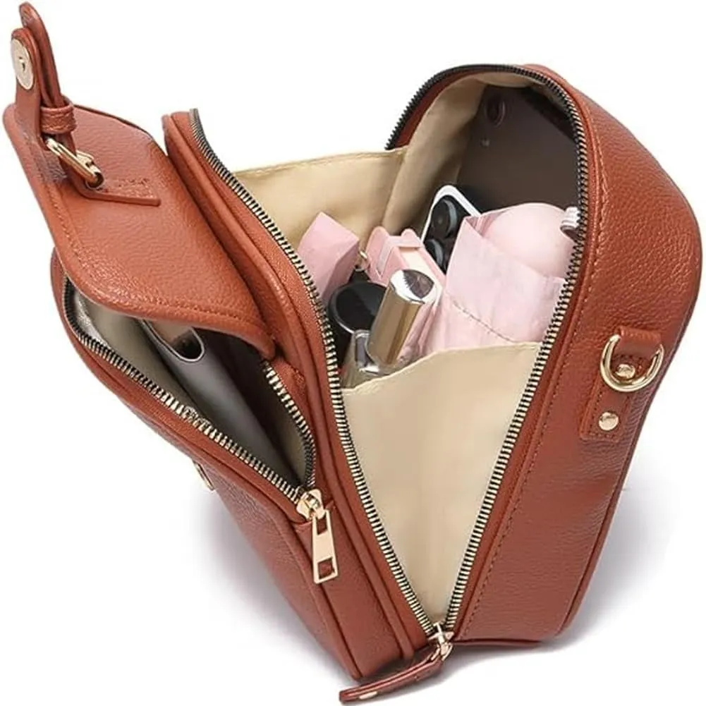 Forcipower Small Crossbody Bag, Urvashi Messenger Leather Purse with Rfid Card Slots Anti-Theft Wallet for Women