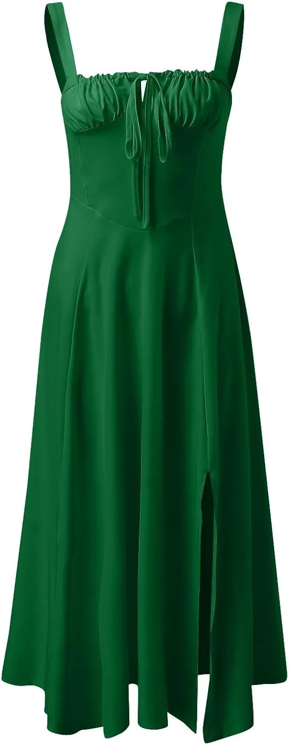 Formal Prom Party Dresses for Women Sexy Split High Waist Elegant Spaghetti Strap Corset Maxi Dress Flowy Evening Dress