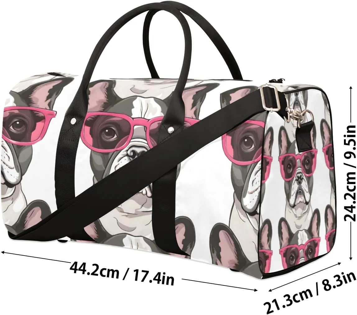 French Bulldog Dog Travel Duffle Bag for Women Men Gym Duffel Foldable Bag Waterproof Weekender Funny Dogs Duffle Tote