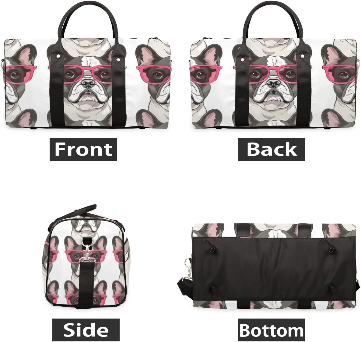 French Bulldog Dog Travel Duffle Bag for Women Men Gym Duffel Foldable Bag Waterproof Weekender Funny Dogs Duffle Tote