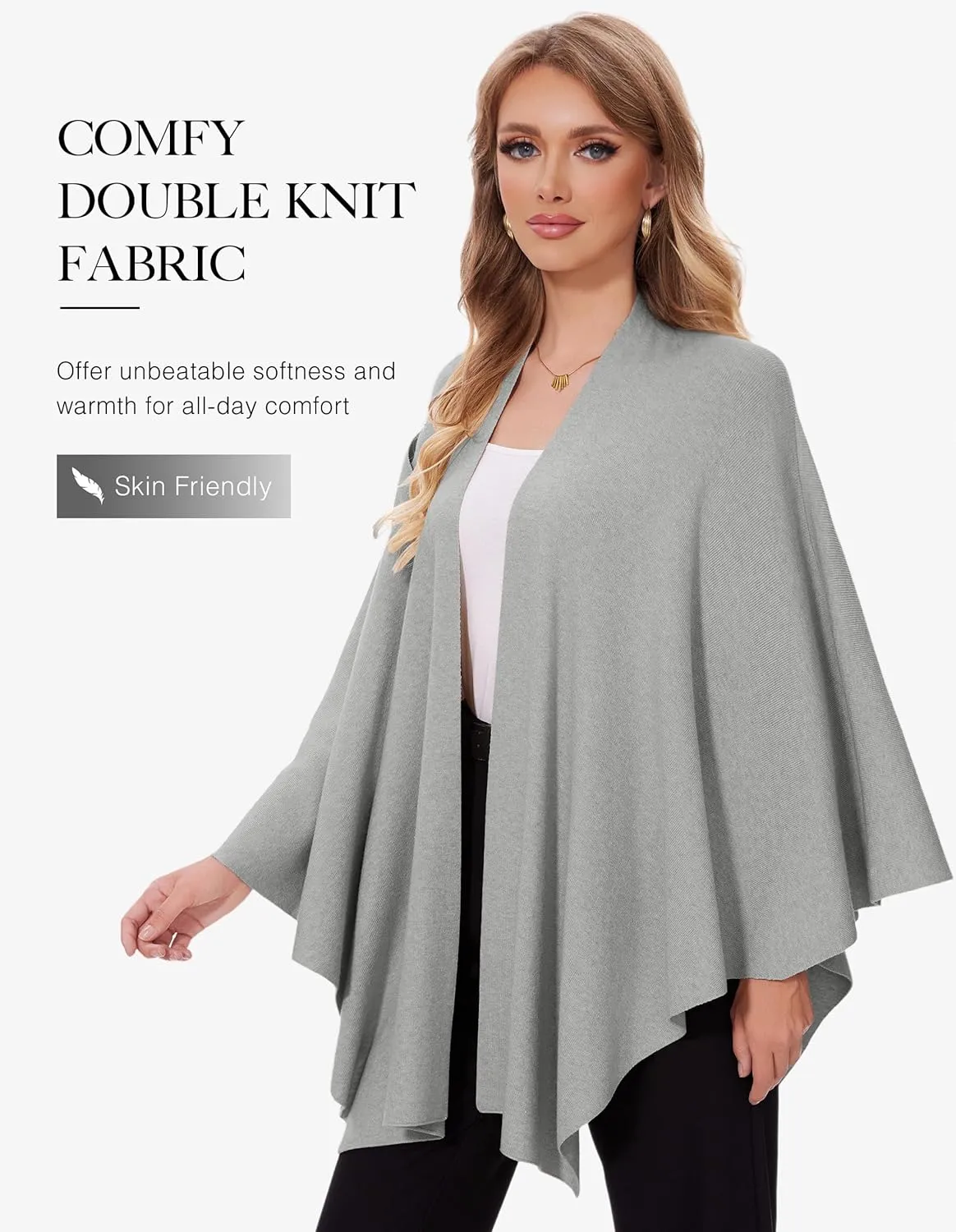 FUGREEN Shawl Wraps for Women Cross Front Poncho Sweater Knitted Elegant Cape for Fall Winter