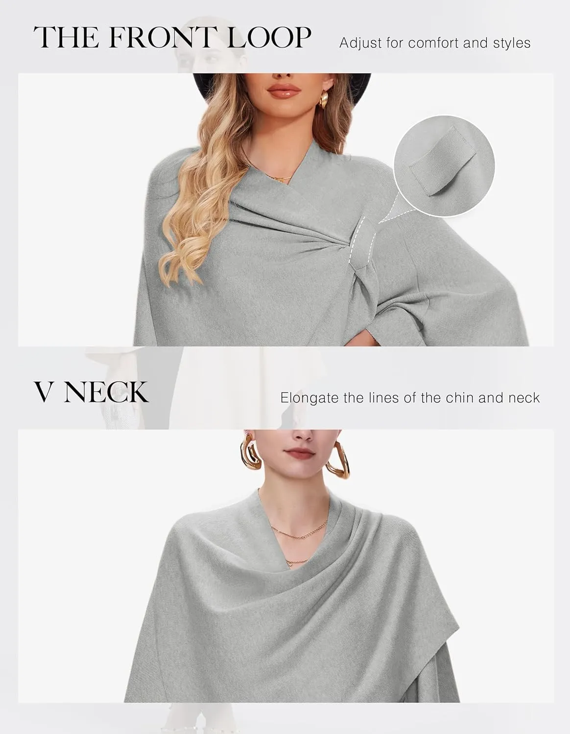 FUGREEN Shawl Wraps for Women Cross Front Poncho Sweater Knitted Elegant Cape for Fall Winter