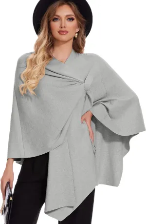 FUGREEN Shawl Wraps for Women Cross Front Poncho Sweater Knitted Elegant Cape for Fall Winter