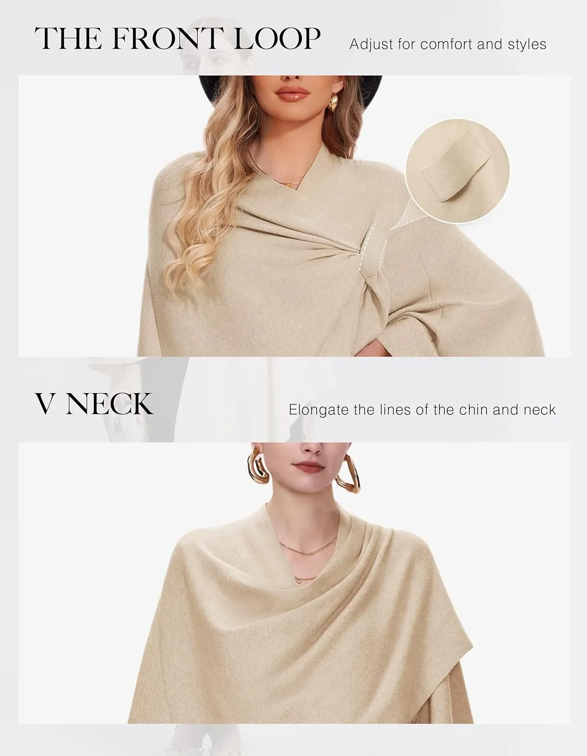 FUGREEN Shawl Wraps for Women Cross Front Poncho Sweater Knitted Elegant Cape for Fall Winter