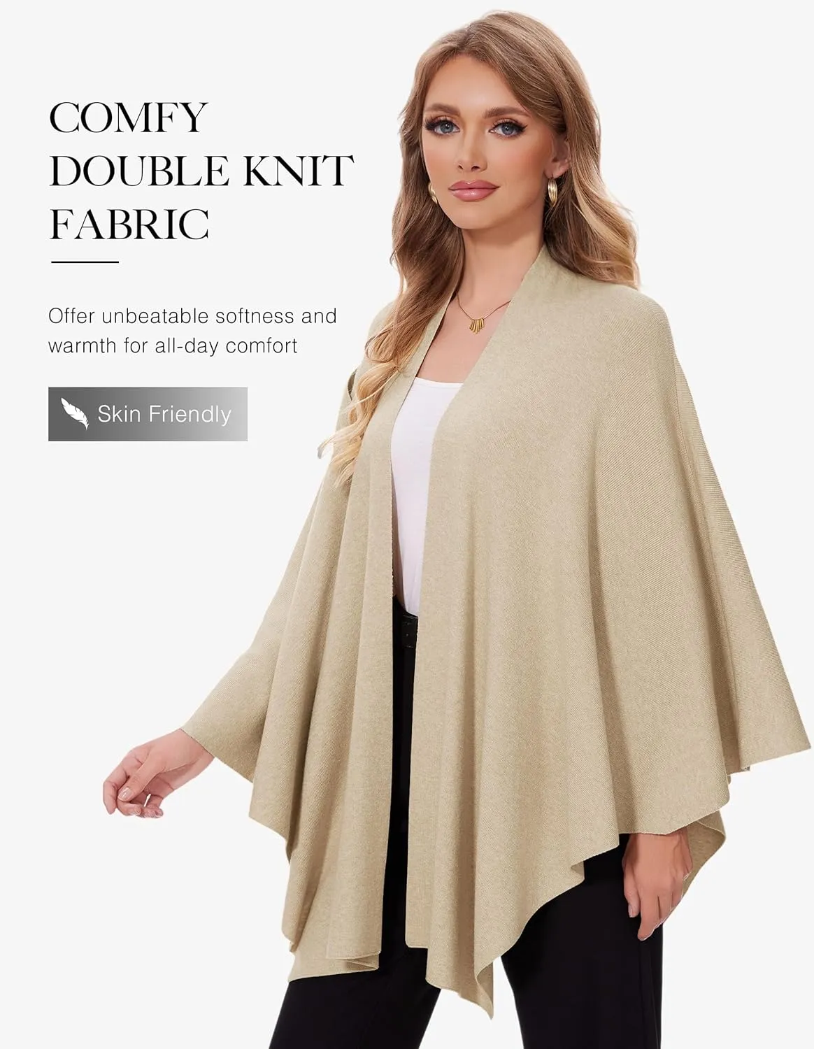 FUGREEN Shawl Wraps for Women Cross Front Poncho Sweater Knitted Elegant Cape for Fall Winter
