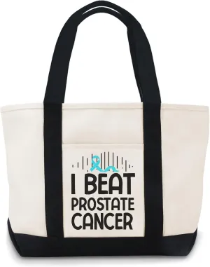 Funny I Beat Prostate Cancer Retros canvas tote bag canvas tote bags Lightweight Reusable Grocery Shopping Cloth Bags