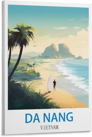 FZYUEN Da Nang Vietnam Vintage Travel Posters Surf 24x36inch(60x90cm) Canvas Wall Art Prints for Wall Decor Room Decor Bedroom Decor