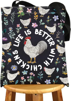 G2TUP Chicken Tote Bag Chicken Lover Gifts Chicken Lady Shoulder Bag Life Is Just Better With Chickens Chicken Farmer Gift