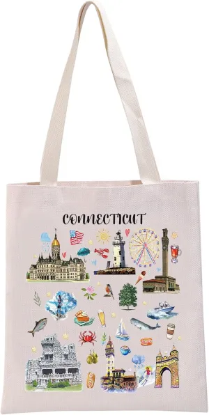 G2TUP Connecticut Gift Tote Bag - Lover's Travel Souvenir Handbag
