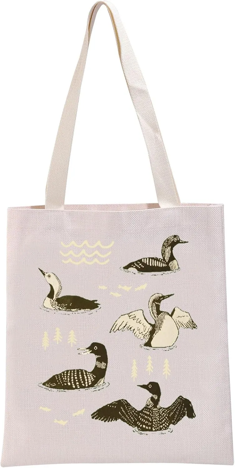 G2TUP Funny Loon Lover Gift Loon Family Tote Bag Wildlife Lover Gift Bird Lover Gift Nature Enthusiast Gift