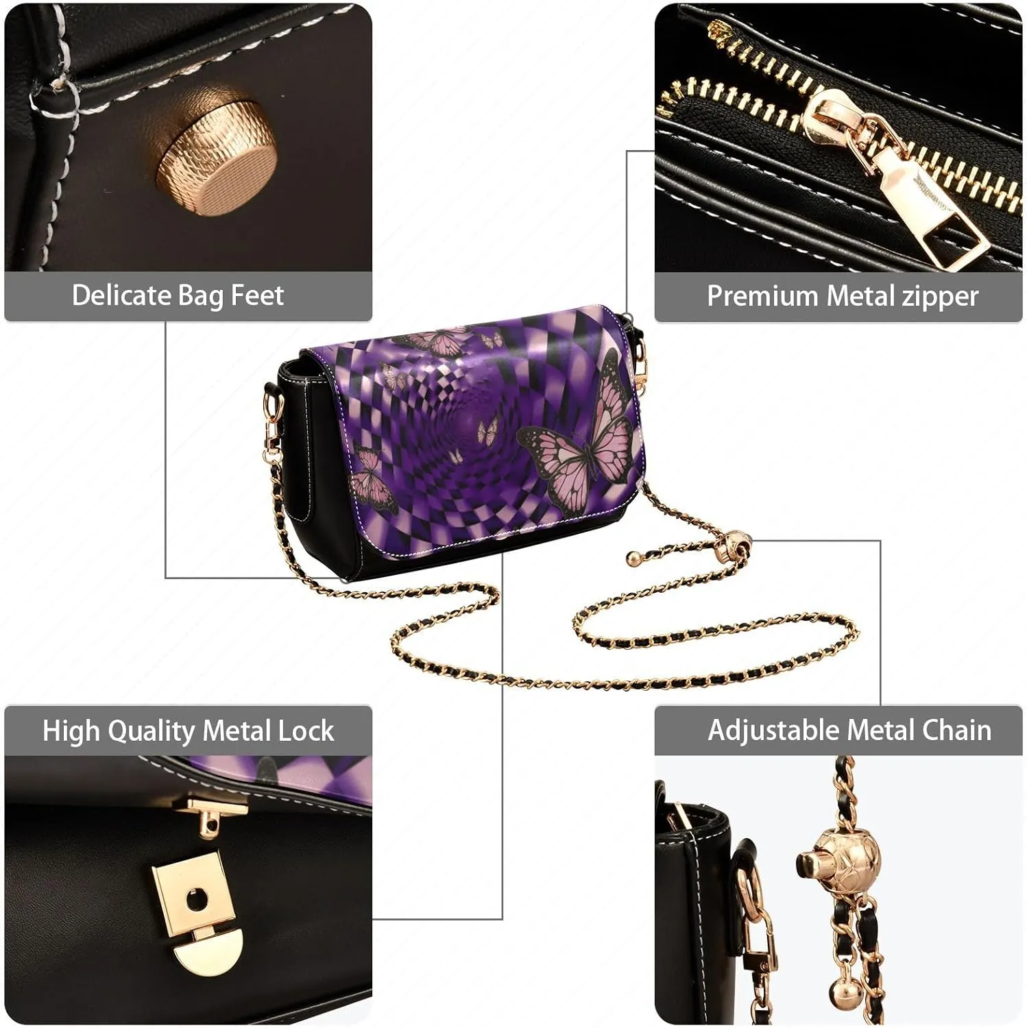 GAIGEO Mardi Gras Pattern Crossbody Leather Bags for Women, Leather Crossbody Bag, Womens Leather Crossbody Bags