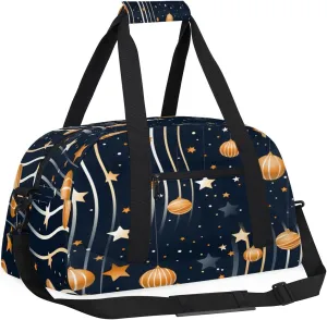 Galaxy Sun Moon Geometric Kids Overnighter Duffel Bags for Boys, Carry-On Size Sports Gym Bag with Front Zipper Pocket for School Practice or Overnight Travel Weekender Sleepover Tote Bag