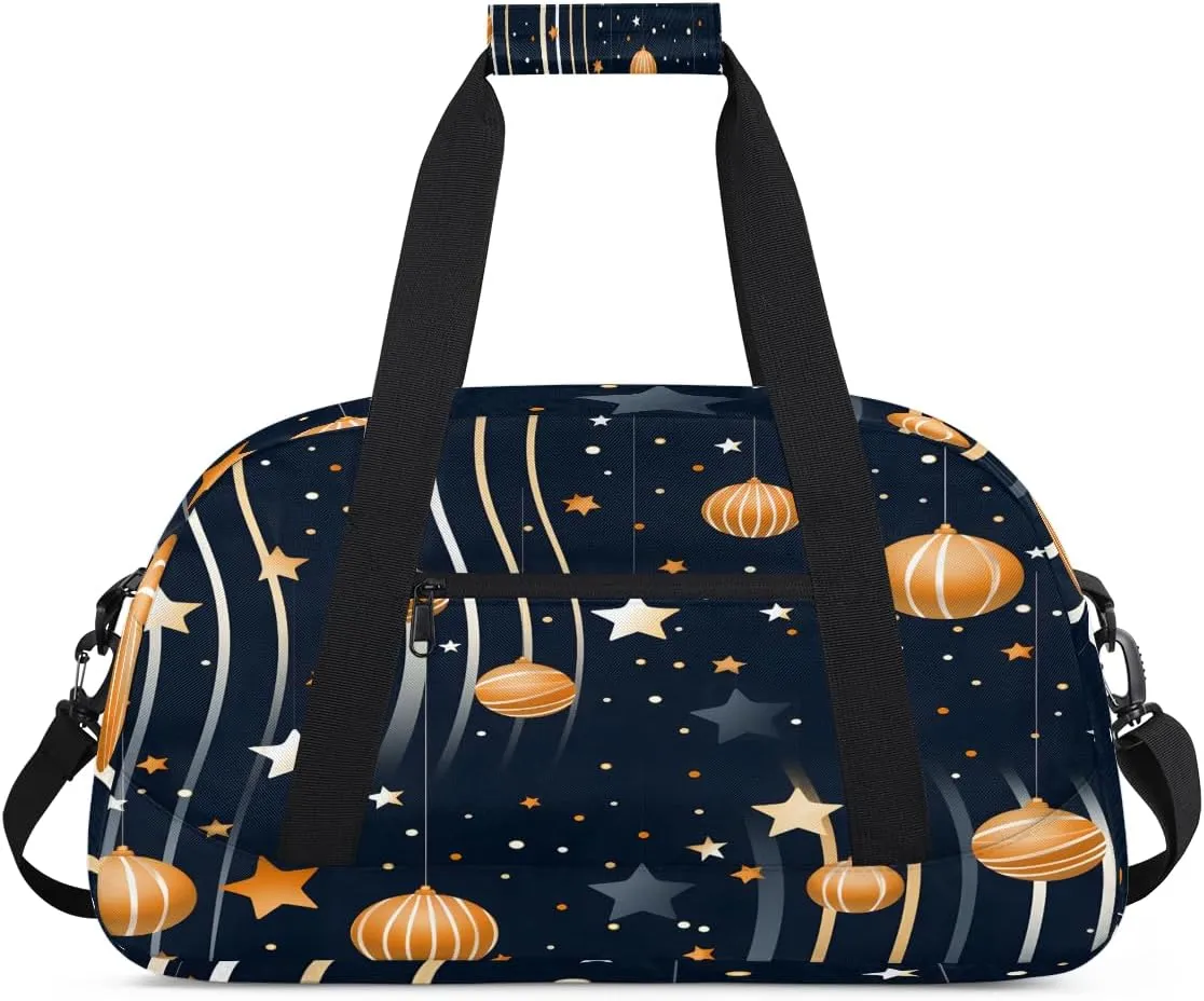 Galaxy Sun Moon Geometric Kids Overnighter Duffel Bags for Boys, Carry-On Size Sports Gym Bag with Front Zipper Pocket for School Practice or Overnight Travel Weekender Sleepover Tote Bag