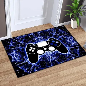 Game Controller Gaming Rugs Art Abstract Background Open Space Gamer Rug Hyperspace Home Decoration for Teen Boys Game Style Bedroom Living Playing Room Black Blue