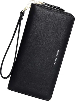 GEEAD Wristlet Wallets for Women PU Leather RFID Blocking Zip Around Long Phone Clutch Wallet