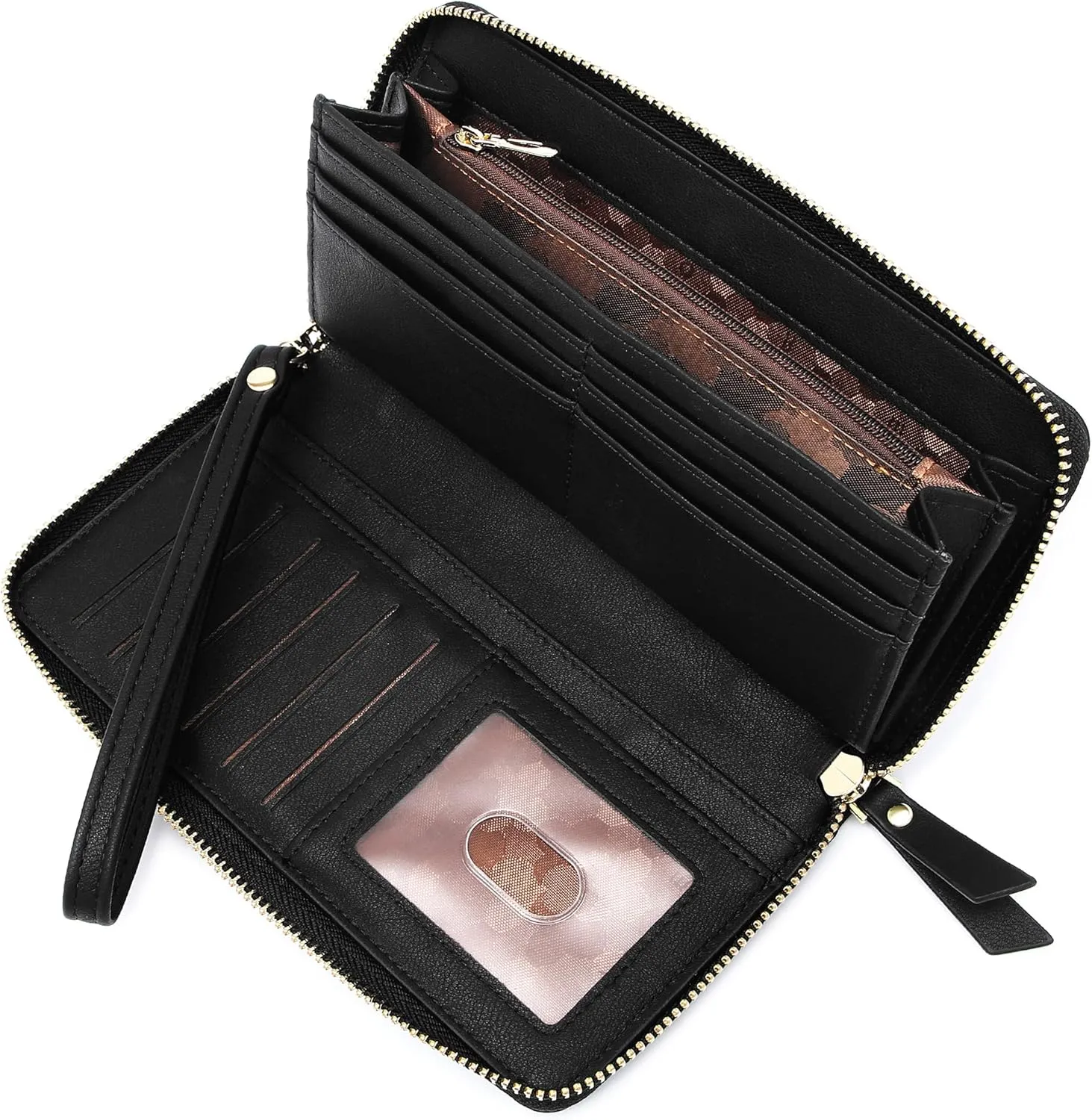 GEEAD Wristlet Wallets for Women PU Leather RFID Blocking Zip Around Long Phone Clutch Wallet
