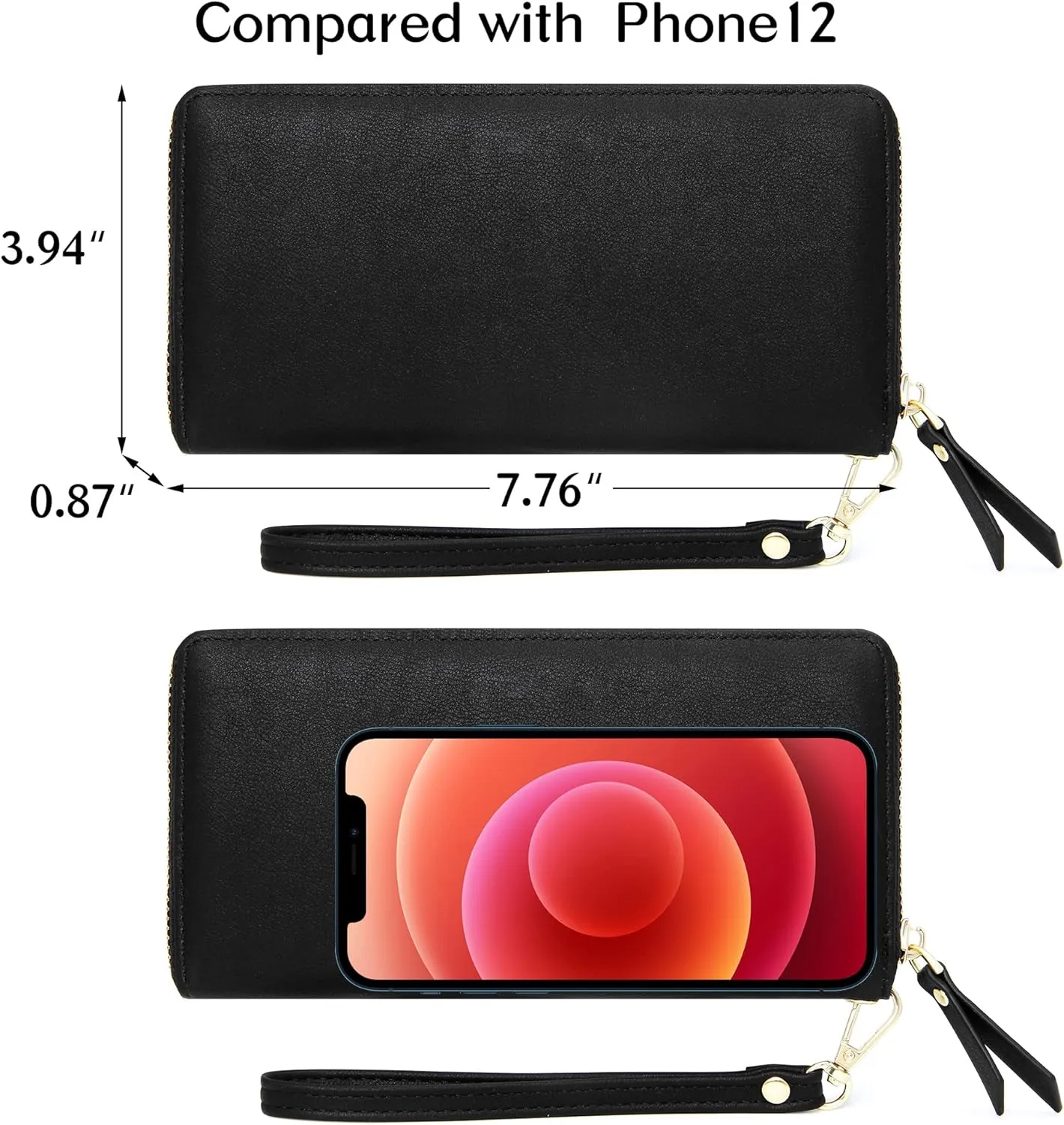 GEEAD Wristlet Wallets for Women PU Leather RFID Blocking Zip Around Long Phone Clutch Wallet