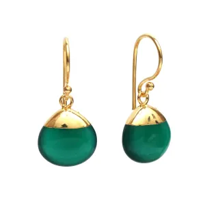 Gempires Natural Green Onyx Pear Dangle Earring Crystal Jewelry Handmade Boho Earring For Women Gemstone Jewelry (Green Onyx)