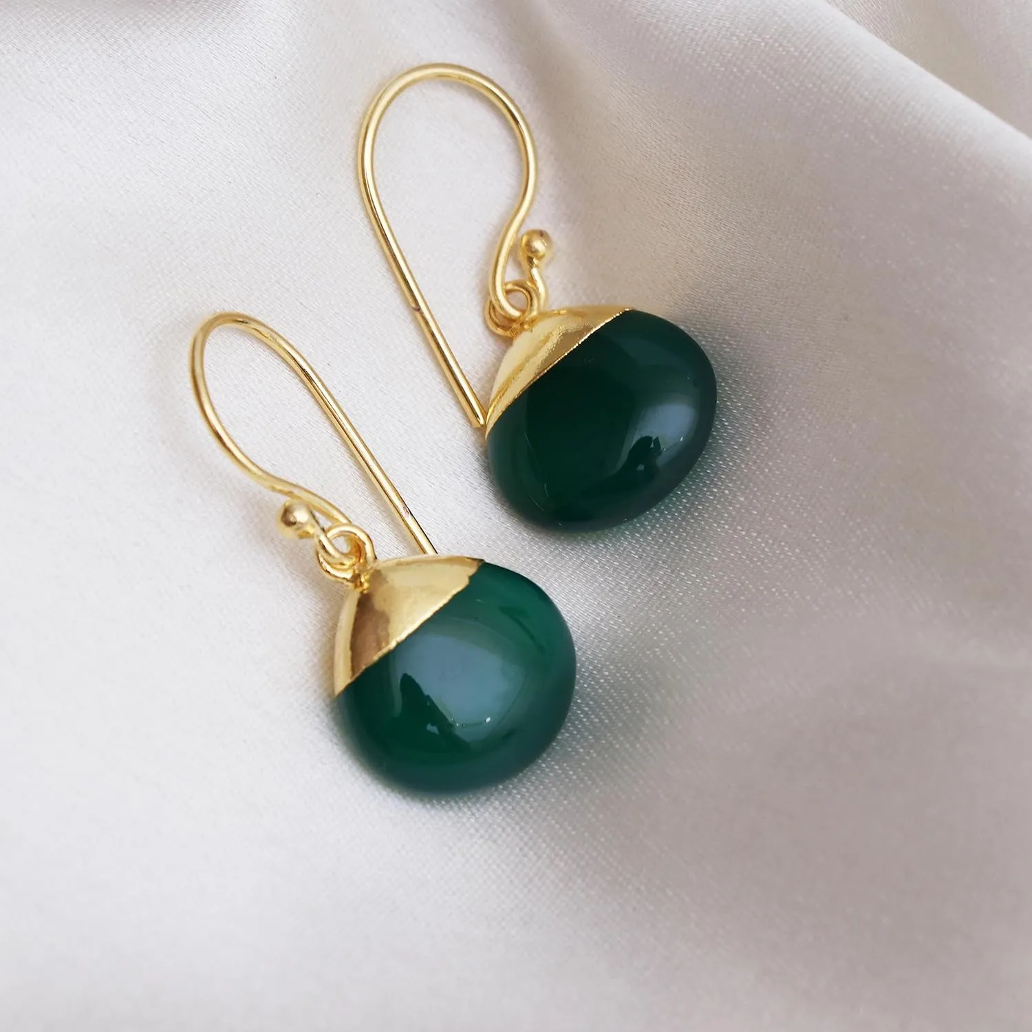 Gempires Natural Green Onyx Pear Dangle Earring Crystal Jewelry Handmade Boho Earring For Women Gemstone Jewelry (Green Onyx)